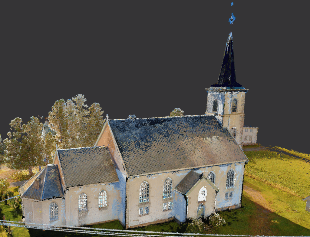 Viser en 3d-skanning av Ibestad kirke
